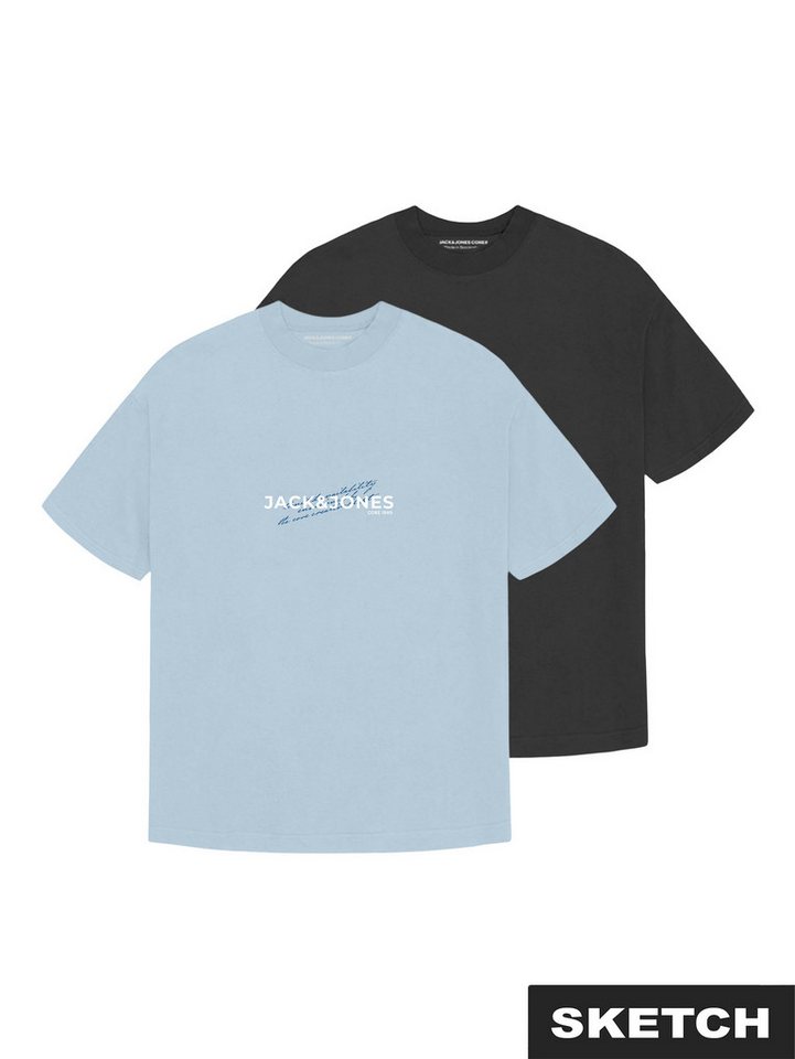 Jack & Jones Junior Rundhalsshirt JCOETERNA FRONT PRINT TEE SS 2PK MP JNR (Packung, 2-tlg) Baumwolle, regular fit – Bild 3 von 3