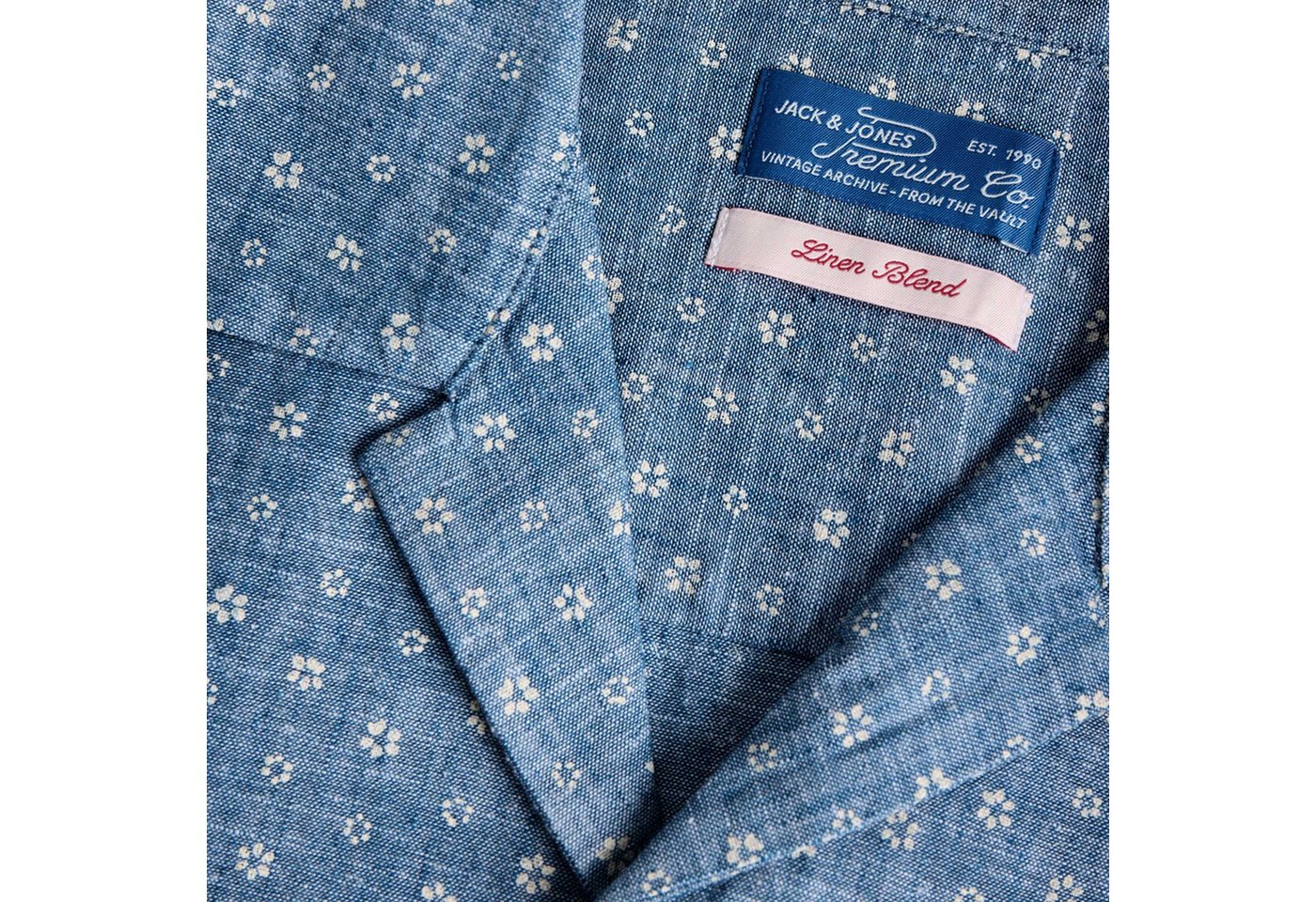 Jack & Jones Kurzarmhemd Blusummer Linen Blend All-over-Print Shirt mit dezentem Allover-Muster – Bild 3 von 4