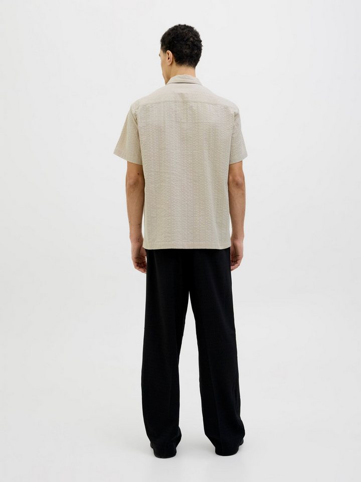 Jack & Jones Kurzarmhemd Kubisches Muster, Kurzarm, Button-down, für Herren Baumwolle Regular Fit Knopfleiste unifarben atmungsaktiv – Bild 3 von 5
