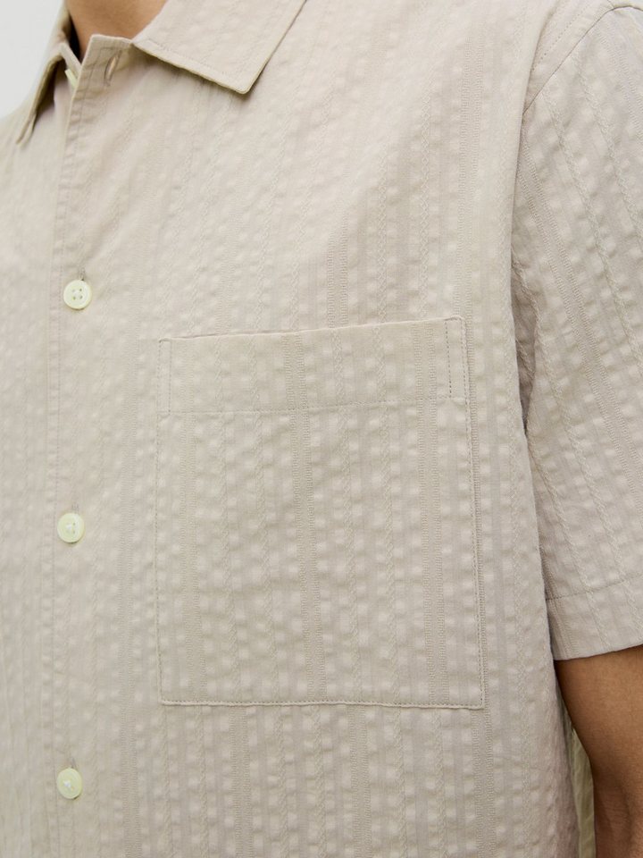 Jack & Jones Kurzarmhemd Kubisches Muster, Kurzarm, Button-down, für Herren Baumwolle Regular Fit Knopfleiste unifarben atmungsaktiv – Bild 5 von 5