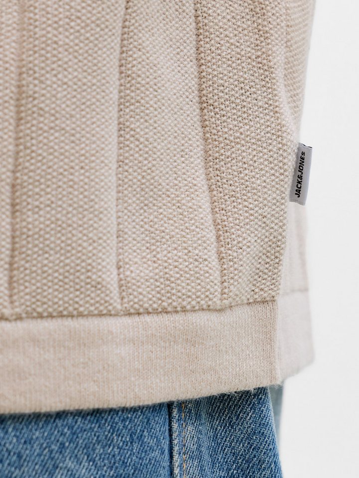 Jack & Jones Kurzarmpullover JJEBRADLEY KNIT TEE SS LN Baumwolle, mit vertikaler Rippstruktur – Bild 4 von 5