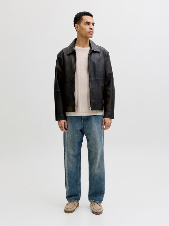 Jack & Jones Kurzarmpullover JJEBRADLEY KNIT TEE SS LN Baumwolle, mit vertikaler Rippstruktur – Bild 5 von 5