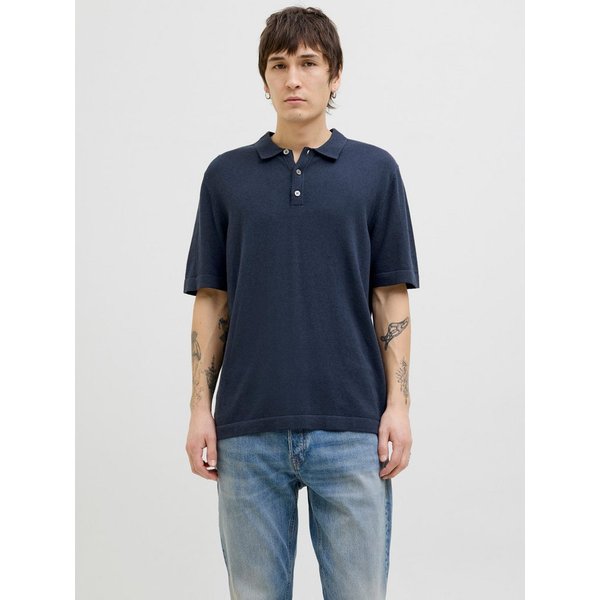 Jack & Jones Kurzarmpullover JJEEMIL KNIT RELAXED POLO SS SN mit Polo Kragen