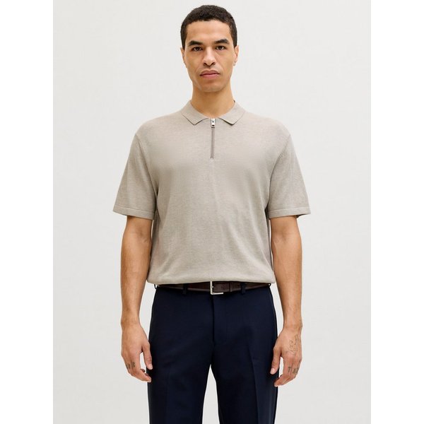 Jack & Jones Kurzarmpullover JJEEMIL KNIT ZIP POLO SS SN mit kurzem Reißverschluss