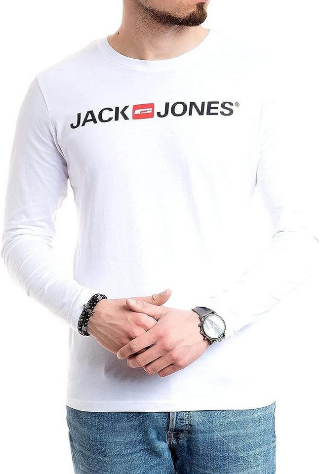 Jack & Jones Langarmshirt Regular-Fit mit stilvollem Printdruck (Spar-Set, 3er-Pack) in Unifarbe aus Baumwolle, mit lizenziertem Originaldesign Print – Bild 2 von 5