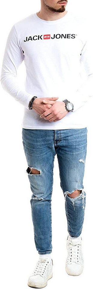 Jack & Jones Langarmshirt Regular-Fit mit stilvollem Printdruck (Spar-Set, 3er-Pack) in Unifarbe aus Baumwolle, mit lizenziertem Originaldesign Print – Bild 5 von 5