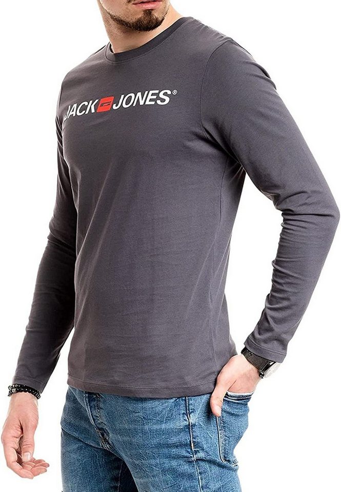 Jack & Jones Langarmshirt Regular-Fit mit stilvollem Printdruck (Spar-Set, 3er-Pack) in Unifarbe aus Baumwolle, mit lizenziertem Originaldesign Print – Bild 5 von 5