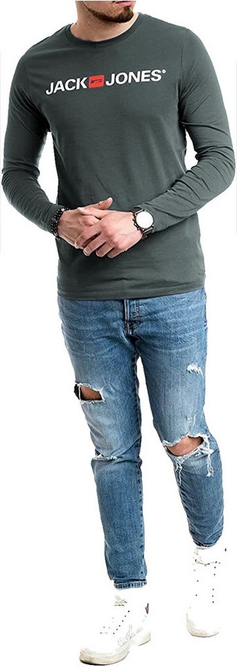Jack & Jones Langarmshirt Regular-Fit mit stilvollem Printdruck (Spar-Set, 3er-Pack) in Unifarbe aus Baumwolle, mit lizenziertem Originaldesign Print – Bild 5 von 5