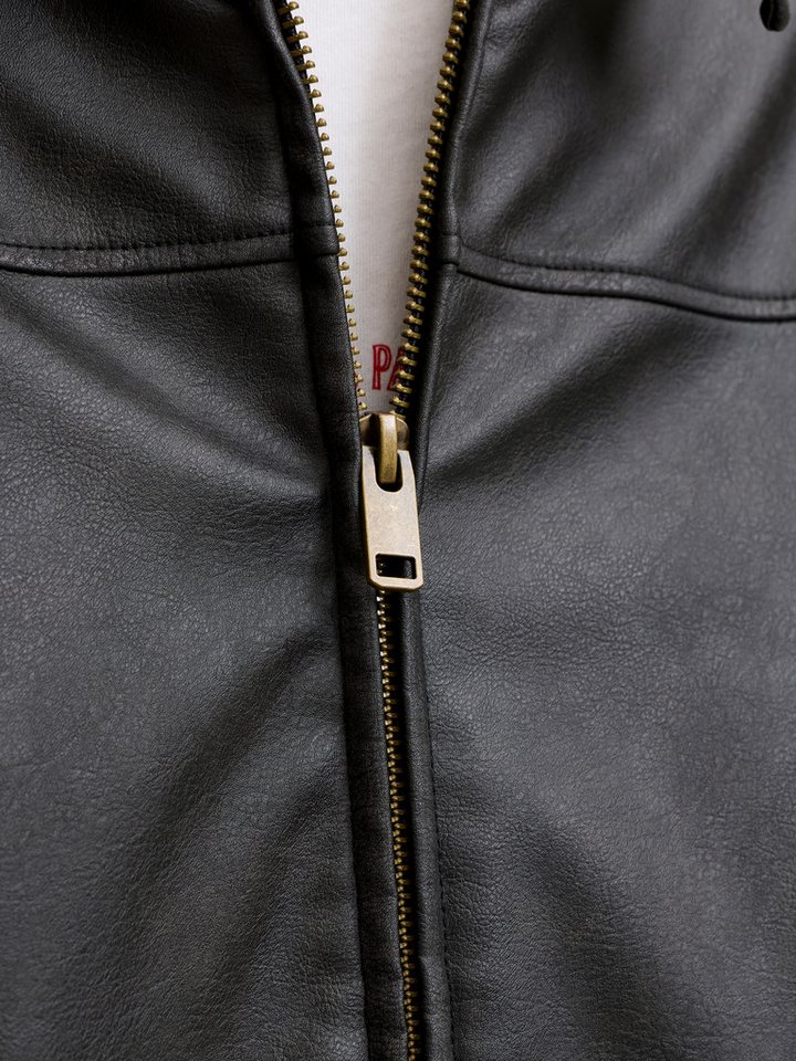 Jack & Jones Lederimitatjacke JJMARLON PU JACKET Kunstfaser, regular fit – Bild 4 von 5