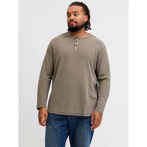 Jack & Jones PlusSize Langarmshirt JPRBLUAARON LS HENLEY TEE PLS Baumwollmischung, regular fit