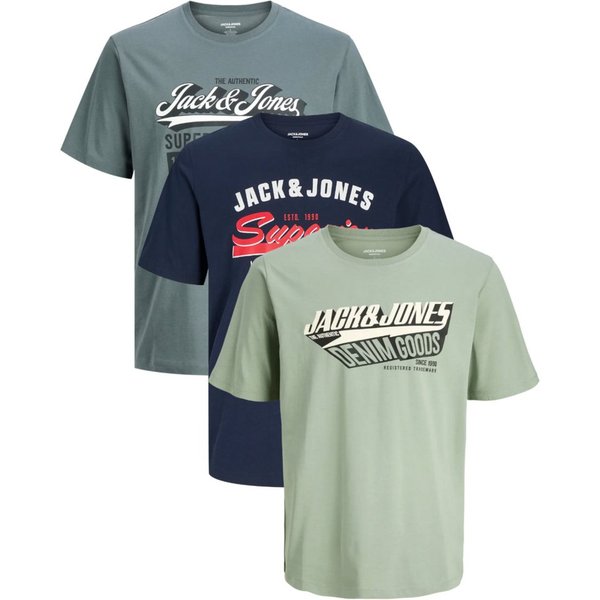 Jack & Jones PlusSize Print-Shirt (Spar-Set, 3er-Pack) Big Size Shirt Übergrößen Shirt