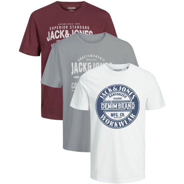 Jack & Jones PlusSize Print-Shirt (Spar-Set, 3er-Pack) Big Size Shirt Übergrößen Shirt