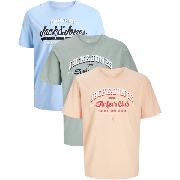 Jack & Jones PlusSize Print-Shirt (Spar-Set, 3er-Pack) Big Size Shirt Übergrößen Shirt
