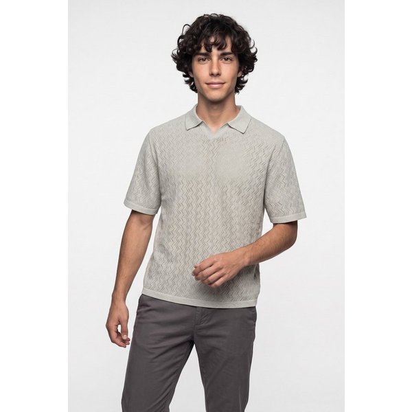 Jack & Jones Polokragenpullover JORTYLER KNIT SS SPLIT NECK POLO SN Baumwollmischung, regular fit