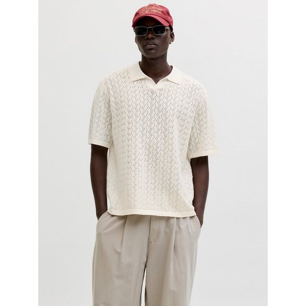 Jack & Jones Polokragenpullover JORTYLER KNIT SS SPLIT NECK POLO SN Baumwollmischung, regular fit