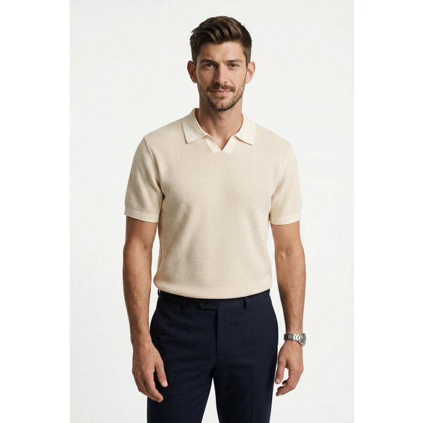 Jack & Jones Polokragenpullover JPRBLAHUDSON KNIT SPLIT NECK SS SN Baumwolle