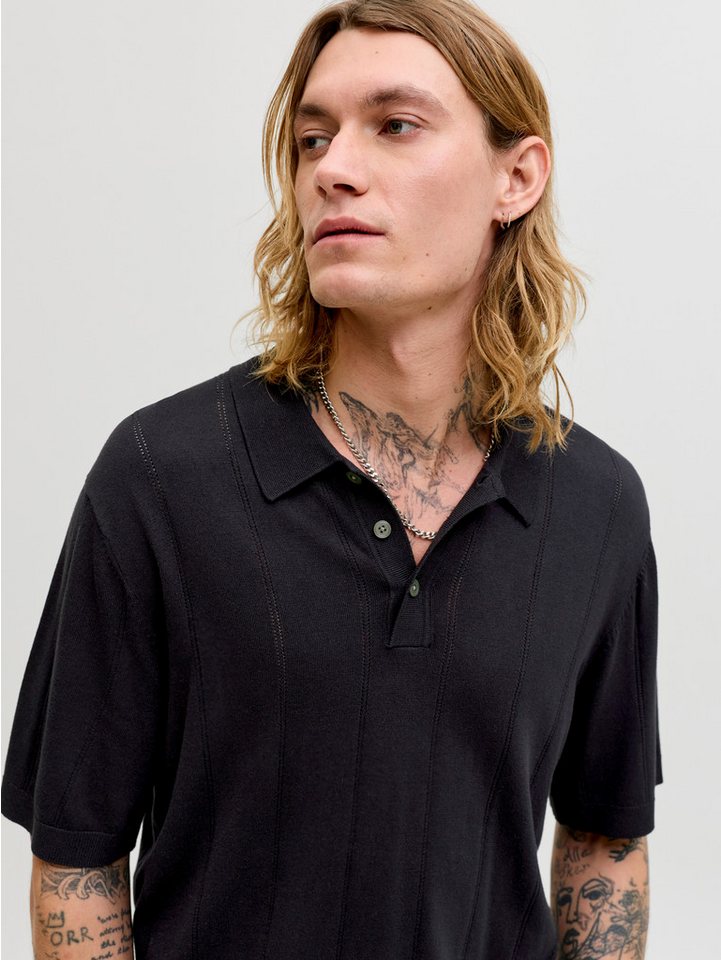 Jack & Jones Polokragenpullover JPRBLAWILLIAM STRUCTURE KNIT POLO SS SN Viskosemischung, regular fit – Bild 2 von 5