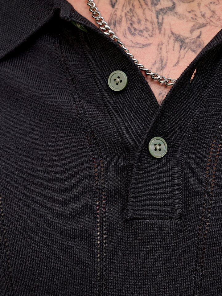 Jack & Jones Polokragenpullover JPRBLAWILLIAM STRUCTURE KNIT POLO SS SN Viskosemischung, regular fit – Bild 3 von 5