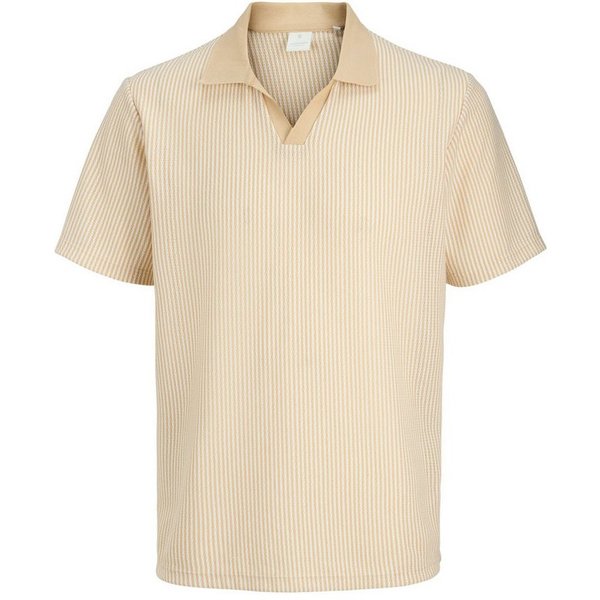 Jack & Jones Poloshirt Klassisch, Kurzarm, Geripptes für Herren Baumwolle Regular Fit V-Ausschnitt Kurzarm unifarben