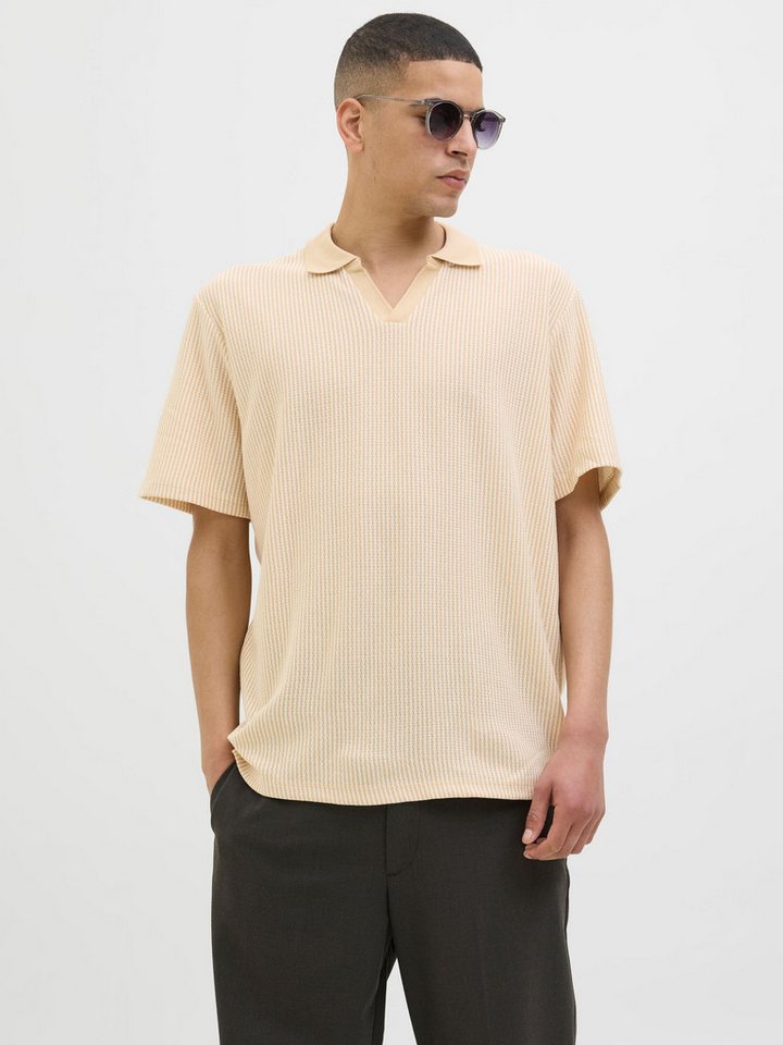 Jack & Jones Poloshirt Klassisch, Kurzarm, Geripptes für Herren Baumwolle Regular Fit V-Ausschnitt Kurzarm unifarben – Bild 2 von 5