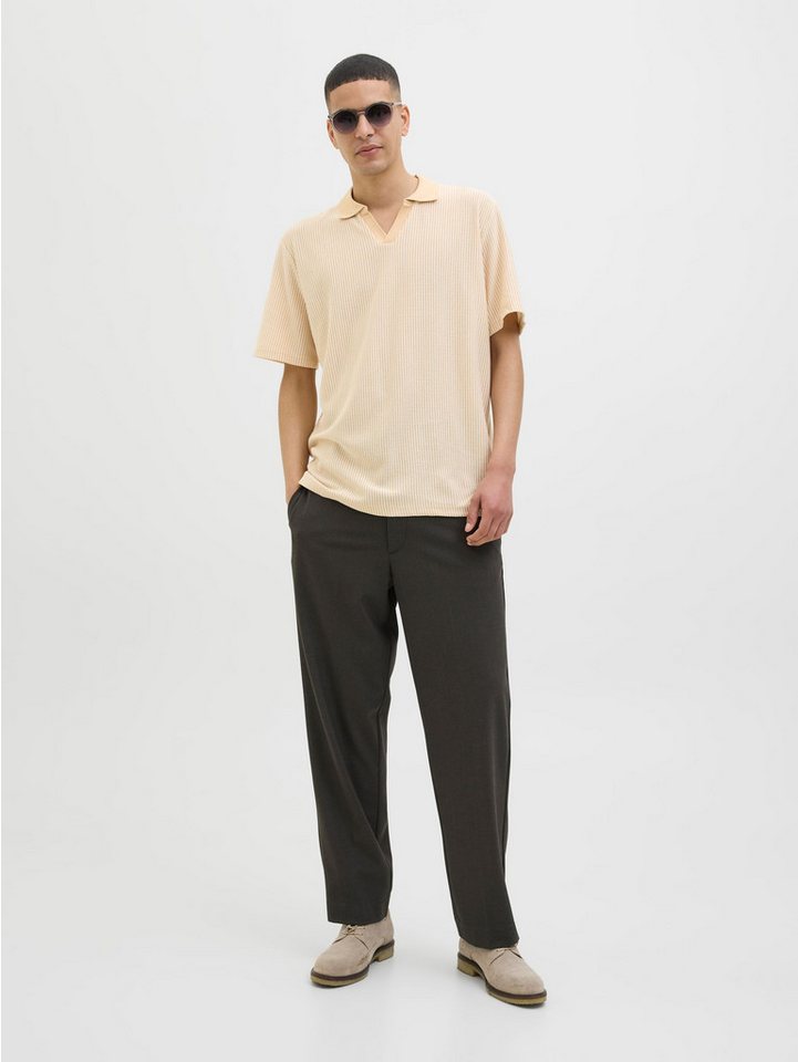 Jack & Jones Poloshirt Klassisch, Kurzarm, Geripptes für Herren Baumwolle Regular Fit V-Ausschnitt Kurzarm unifarben – Bild 4 von 5