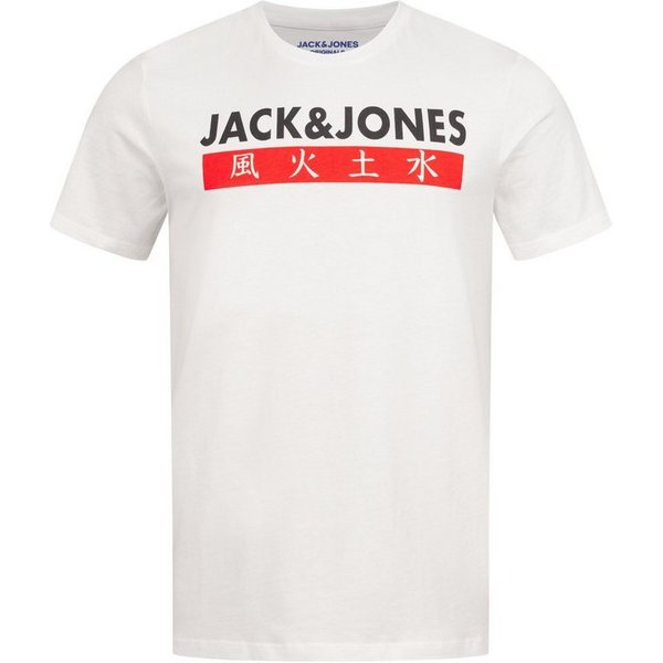 Jack & Jones Print-Shirt ELEMENTS TEE SS CREW NECK Kurzarmshirt aus Baumwolle Stretch Shirt Baumwoll-Jersey Logo Druck