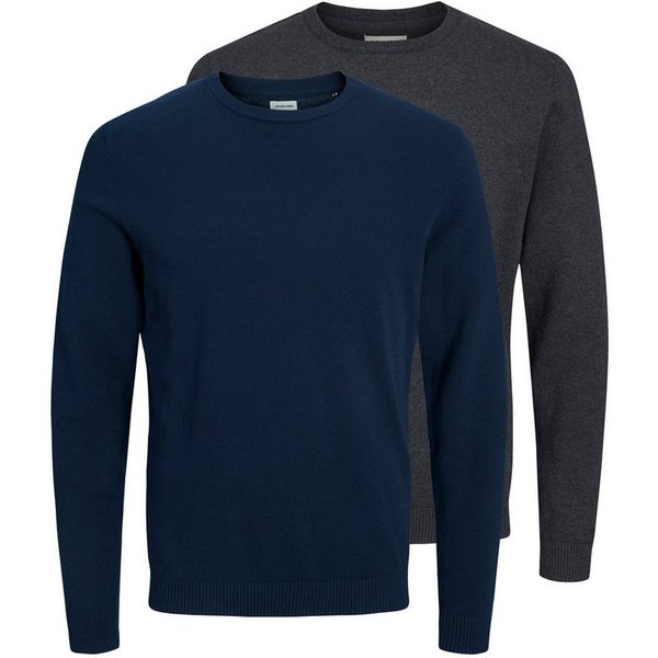 Jack & Jones Rundhalspullover JJEBASIC KNIT CREW NECK 2PK MP (Packung, 2-tlg) Baumwolle, regular fit