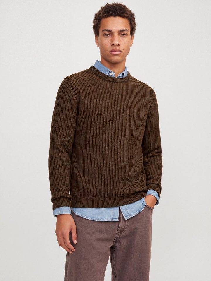 Jack & Jones Rundhalspullover JJEDOVER KNIT CREW NECK SN Baumwollmischung, regular fit – Bild 2 von 5
