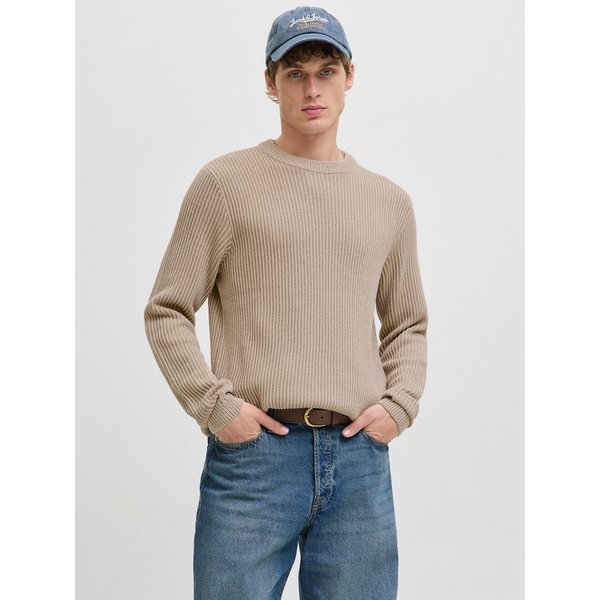 Jack & Jones Rundhalspullover JJEDOVER KNIT CREW NECK SN Baumwollmischung, regular fit