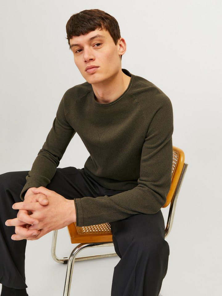 Jack & Jones Rundhalspullover JJEHILL Pullover mit angenehmem Tragegefühl Modisch, schmal, Baumwolle, Rundhals – Bild 3 von 5