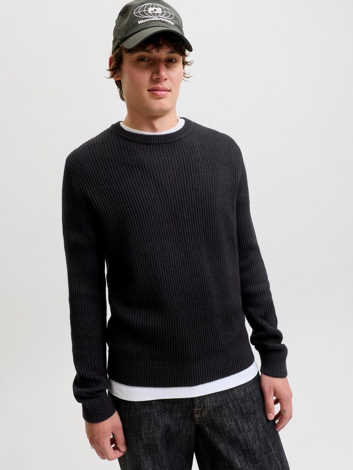 Jack & Jones Rundhalspullover JJPANNEL KNIT CREW NECK AW26 Materialmix, regular fit – Bild 2 von 5