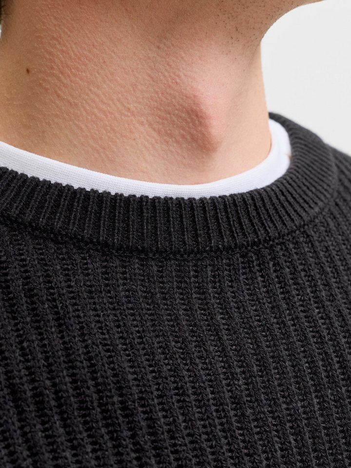 Jack & Jones Rundhalspullover JJPANNEL KNIT CREW NECK AW26 Materialmix, regular fit – Bild 3 von 5