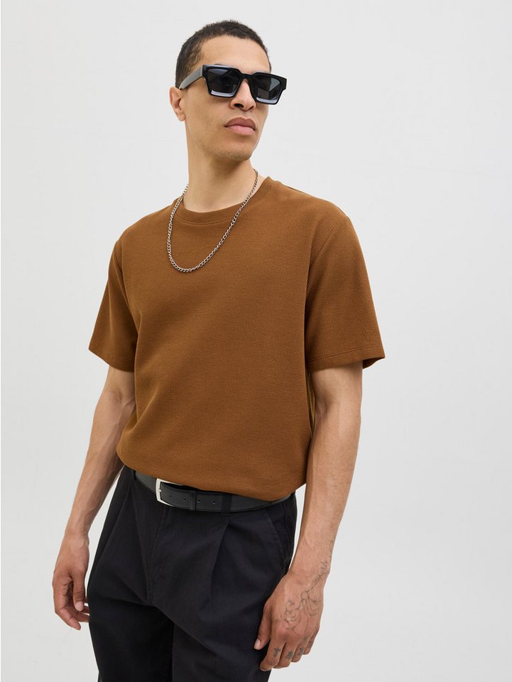 Jack & Jones Rundhalsshirt JJEAUSTIN TEE SS NOOS Materialmix, relaxed fit – Bild 2 von 5