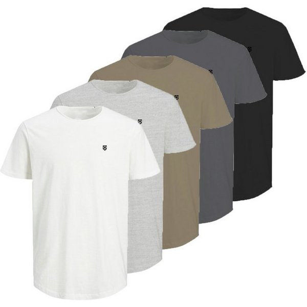 Jack & Jones Rundhalsshirt JPRBLABRODY im 5er-Pack, mit Logodruck, Rundhals und atmungsaktiv (Packung, 5-tlg., 5er-Pack) Rundhals, Baumwolle