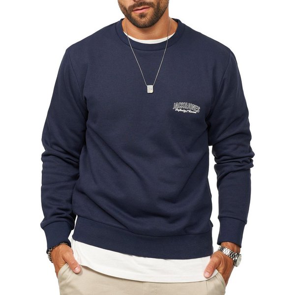 Jack & Jones Sweatshirt als Crew Neck Rundhalspullover im Regular-Fit Herren Sweatpullover mit Logoprint