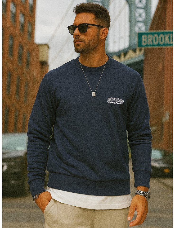 Jack & Jones Sweatshirt als Crew Neck Rundhalspullover im Regular-Fit Herren Sweatpullover mit Logoprint – Bild 5 von 5