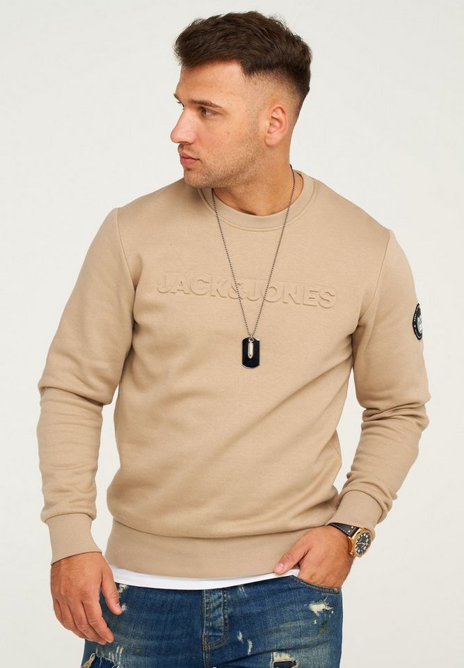 Jack & Jones Sweatshirt JCOBOOM SWEAT CREW NECK Sweatpullover mit Logo und Patches Langarm Shirt Baumwollmischung – Bild 2 von 4