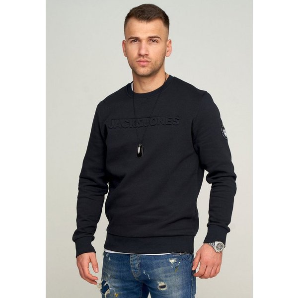 Jack & Jones Sweatshirt JCOBOOM SWEAT CREW NECK Sweatpullover mit Logo und Patches Langarm Shirt Baumwollmischung