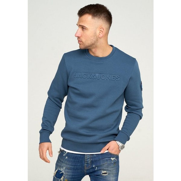 Jack & Jones Sweatshirt JCOBOOM SWEAT CREW NECK Sweatpullover mit Logo und Patches Langarm Shirt Baumwollmischung
