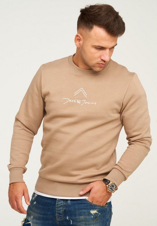 Jack & Jones Sweatshirt LABO SWEAT CREW NECK Rundhals Pullover mit Print Baumwollmischung Langarm Sweater – Bild 2 von 4