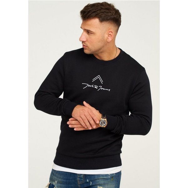 Jack & Jones Sweatshirt LABO SWEAT CREW NECK Rundhals Pullover mit Print Baumwollmischung Langarm Sweater