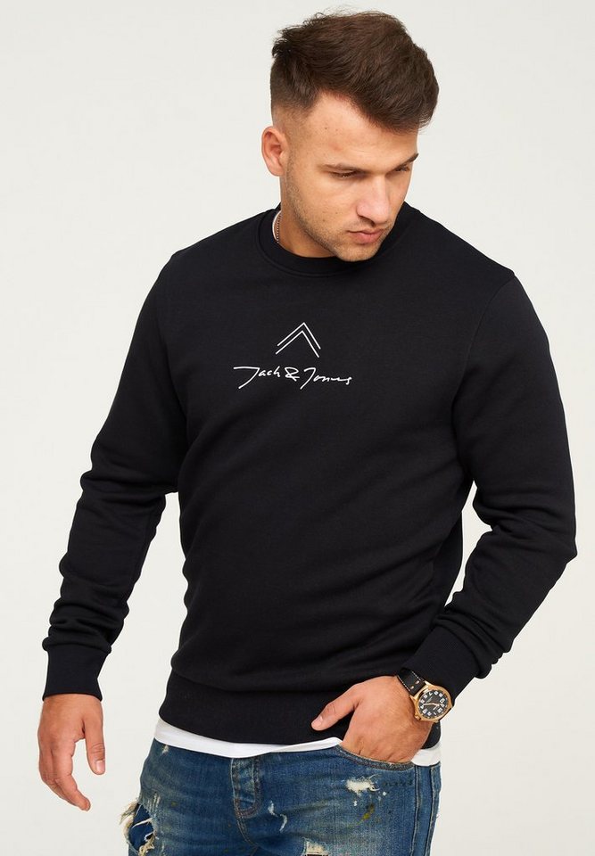 Jack & Jones Sweatshirt LABO SWEAT CREW NECK Rundhals Pullover mit Print Baumwollmischung Langarm Sweater – Bild 2 von 4