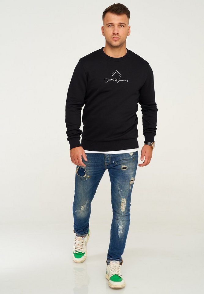 Jack & Jones Sweatshirt LABO SWEAT CREW NECK Rundhals Pullover mit Print Baumwollmischung Langarm Sweater – Bild 4 von 4