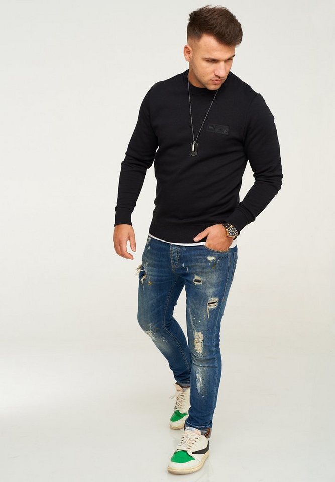 Jack & Jones Sweatshirt POPS SWEAT CREW NECK Sweatpullover Casual Basic Shirt Unifarben Baumwollmischung – Bild 4 von 4