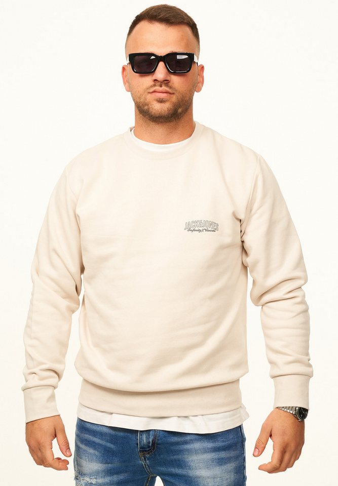 Jack & Jones Sweatshirt Pullover - Rundhalspullover mit Crew-Neck im Regular Fit für Herren Männer Sweatpullover mit Logo-Print aus Baumwollmischung – Bild 3 von 5