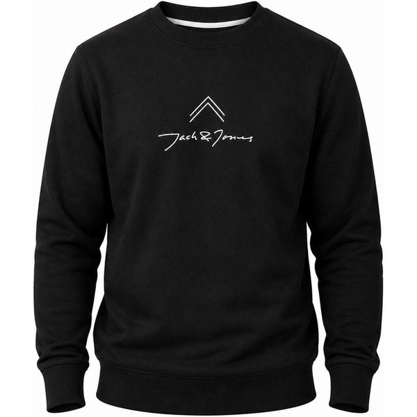Jack & Jones Sweatshirt Pullover - Rundhalspullover mit Crew-Neck im Regular Fit für Herren Männer Sweatpullover mit Print aus Baumwollmischung