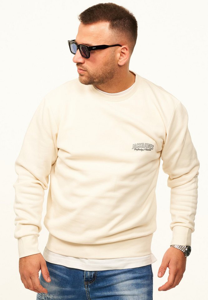 Jack & Jones Sweatshirt Pullover - Rundhalspullover mit Crew-Neck im Regular Fit für Herren Männer Sweatpullover mit Logo-Print aus Baumwollmischung – Bild 2 von 5