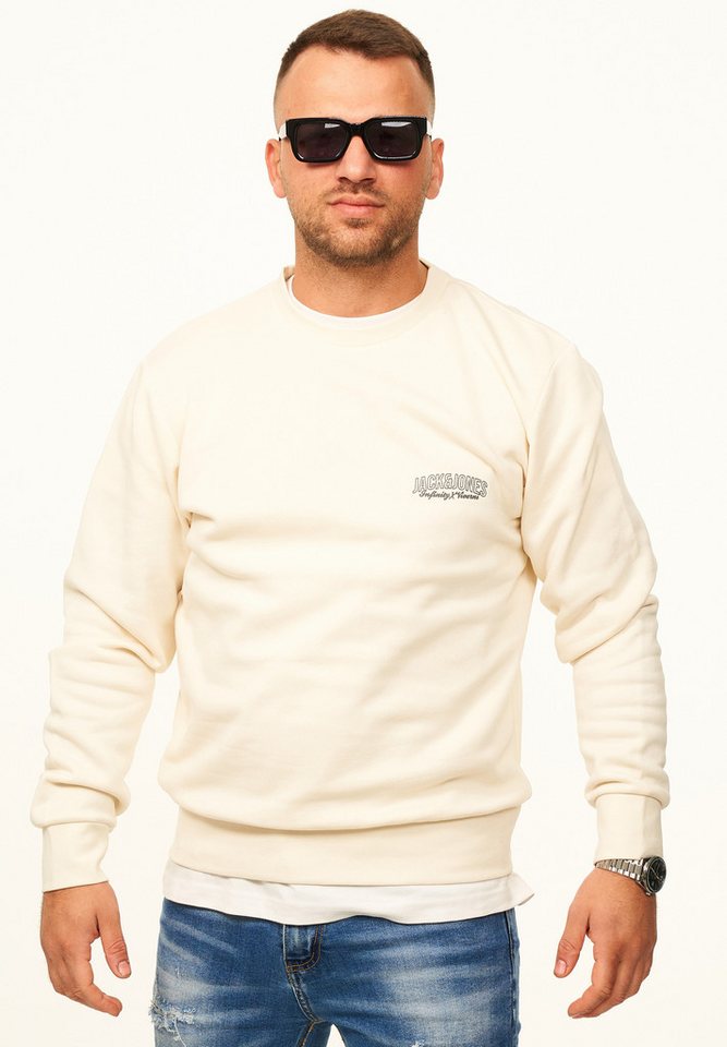Jack & Jones Sweatshirt Pullover - Rundhalspullover mit Crew-Neck im Regular Fit für Herren Männer Sweatpullover mit Logo-Print aus Baumwollmischung – Bild 3 von 5