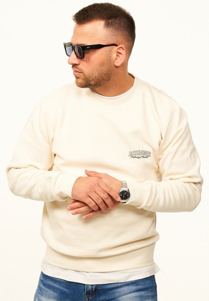 Jack & Jones Sweatshirt Pullover - Rundhalspullover mit Crew-Neck im Regular Fit für Herren Männer Sweatpullover mit Logo-Print aus Baumwollmischung – Bild 4 von 5