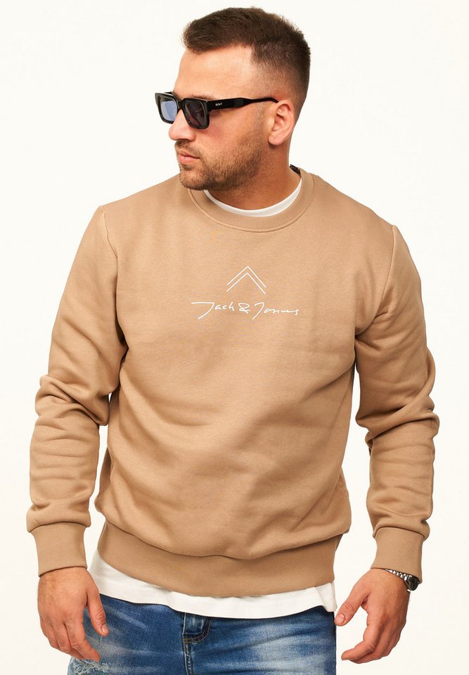 Jack & Jones Sweatshirt Pullover - Rundhalspullover mit Crew-Neck im Regular Fit für Herren Männer Sweatpullover mit Print aus Baumwollmischung – Bild 2 von 5